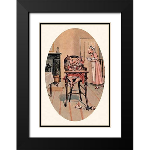 Pigs and Pork: Baby Pig Black Modern Wood Framed Art Print with Double Matting by Advertisement