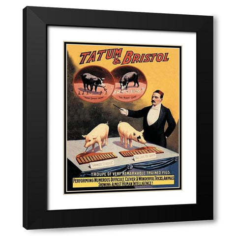 Pigs and Pork: Tatum and Bristols Troupe of Trained Pigs Black Modern Wood Framed Art Print with Double Matting by Advertisement