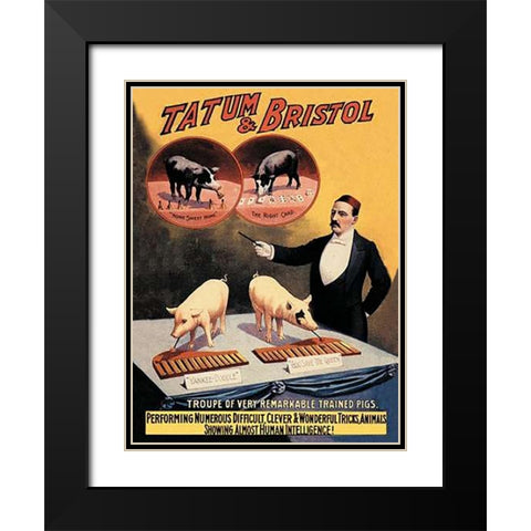 Pigs and Pork: Tatum and Bristols Troupe of Trained Pigs Black Modern Wood Framed Art Print with Double Matting by Advertisement