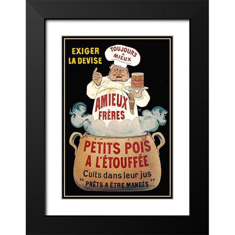 Cooks: Amieux Freres - Petits Pois a lEtouffee Black Modern Wood Framed Art Print with Double Matting by Oge, Eugene