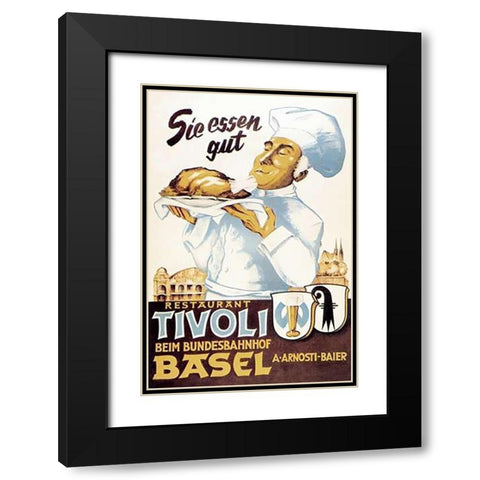 Cooks: Restaurant Tivoli Basel Black Modern Wood Framed Art Print with Double Matting by Advertisement