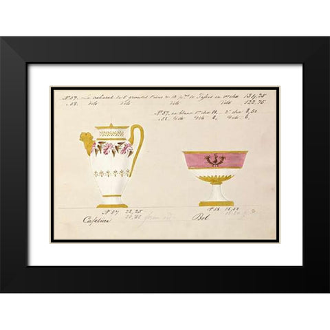 Cafetiere et bol, ca. 1800-1820 Black Modern Wood Framed Art Print with Double Matting by Honore