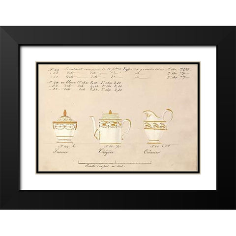 Sucrier, cheyere et cremier, ca. 1800-1820 Black Modern Wood Framed Art Print with Double Matting by Honore