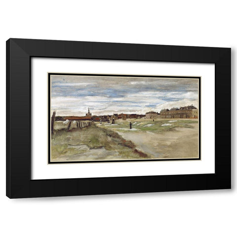 Bleachery at Scheveningen Black Modern Wood Framed Art Print with Double Matting by Van Gogh, Vincent