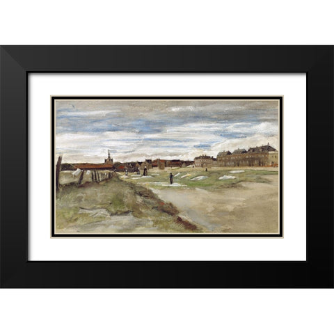 Bleachery at Scheveningen Black Modern Wood Framed Art Print with Double Matting by Van Gogh, Vincent