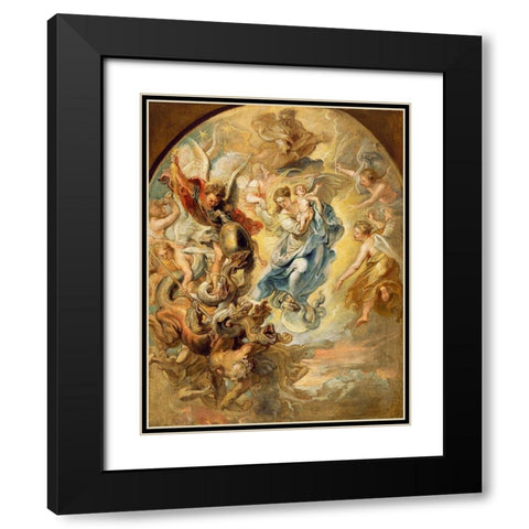 The Virgin as the Woman of the Apocalypse Black Modern Wood Framed Art Print with Double Matting by Rubens, Peter Paul