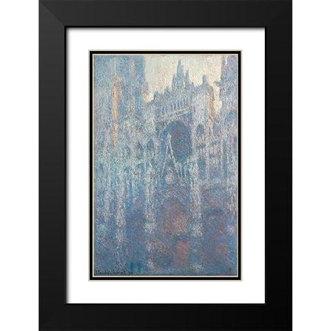 The Portal of Rouen Cathedral in Morning Light Black Modern Wood Framed Art Print with Double Matting by Monet, Claude