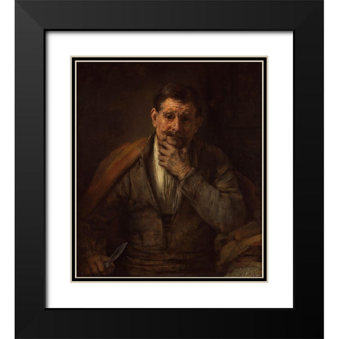 St. Bartholomew Black Modern Wood Framed Art Print with Double Matting by Van Rijn, Rembrandt Harmensz