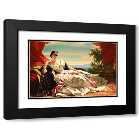 Portrait of Leonilla, Princess of Sayn-Wittgenstein-Sayn Black Modern Wood Framed Art Print with Double Matting by Winterhalter, Franz Xaver