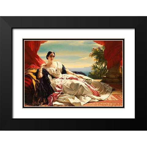 Portrait of Leonilla, Princess of Sayn-Wittgenstein-Sayn Black Modern Wood Framed Art Print with Double Matting by Winterhalter, Franz Xaver