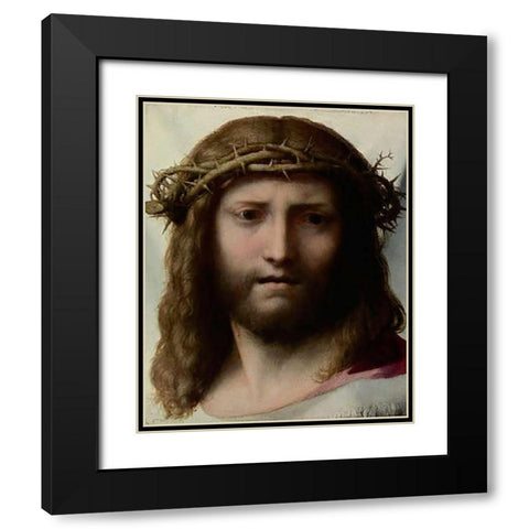 Head of Museumist Black Modern Wood Framed Art Print with Double Matting by Allegri, Antonio