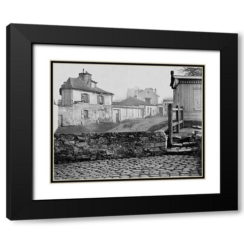 Paris, 1865 - The Impasse de lEssai at the Horse Market Black Modern Wood Framed Art Print with Double Matting by Marville, Charles