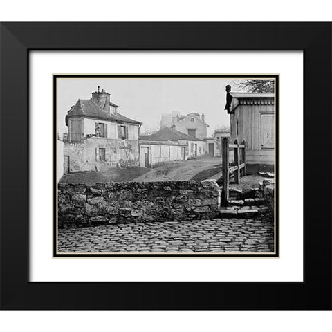 Paris, 1865 - The Impasse de lEssai at the Horse Market Black Modern Wood Framed Art Print with Double Matting by Marville, Charles