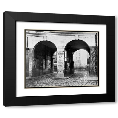 Paris, about 1865 - The Double Doorway, rue de la Ferronnerie Black Modern Wood Framed Art Print with Double Matting by Marville, Charles