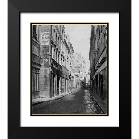 Paris, 1865 - Rue des Bourdonnais de la rue de Rivoli Black Modern Wood Framed Art Print with Double Matting by Marville, Charles