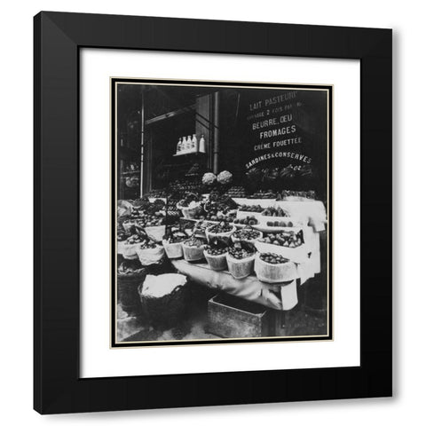 Paris, 1908-1912 - Produce Display, rue Sainte-Opportune Black Modern Wood Framed Art Print with Double Matting by Atget, Eugene