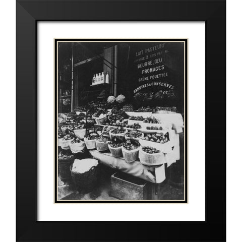 Paris, 1908-1912 - Produce Display, rue Sainte-Opportune Black Modern Wood Framed Art Print with Double Matting by Atget, Eugene
