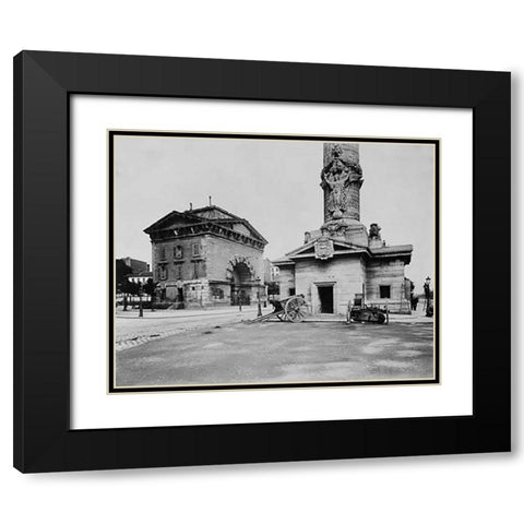 Paris, 1903-1904 - Ancienne Barriere du Trone (Tollbooth Pavilion and Column) Black Modern Wood Framed Art Print with Double Matting by Atget, Eugene