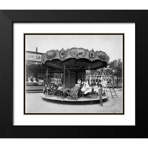 Paris, 1923 - Fete du Trone, Street Fair Black Modern Wood Framed Art Print with Double Matting by Atget, Eugene