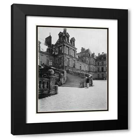 Fountainebleau, 1903 - Cour des Adieux Black Modern Wood Framed Art Print with Double Matting by Atget, Eugene