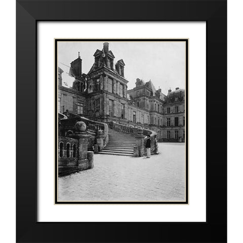 Fountainebleau, 1903 - Cour des Adieux Black Modern Wood Framed Art Print with Double Matting by Atget, Eugene