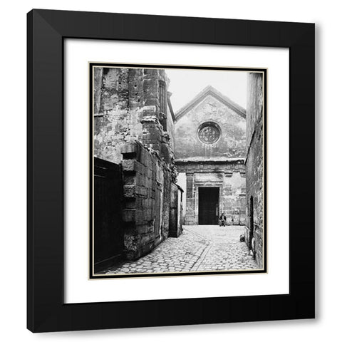 Paris, 1898 - The Facade of Saint Julien le Pauvre Black Modern Wood Framed Art Print with Double Matting by Atget, Eugene