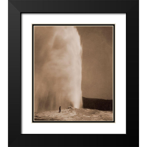 Old Faithful, 1870 Black Modern Wood Framed Art Print with Double Matting by Jackson, William Henry