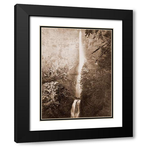 Multnomah Falls, Columbia River, Oregon, 2500 feet., 1867 Black Modern Wood Framed Art Print with Double Matting by Watkins, Carleton