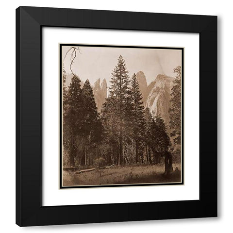Cathedral Spires - Yosemite, California, 1861 Black Modern Wood Framed Art Print with Double Matting by Watkins, Carleton