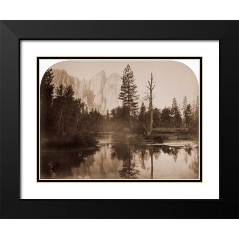 River View - Down the Valley - Yosemite, California, 1861 Black Modern Wood Framed Art Print with Double Matting by Watkins, Carleton