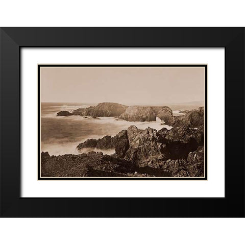 Coast View off Mendocino, California, 1863 Black Modern Wood Framed Art Print with Double Matting by Watkins, Carleton