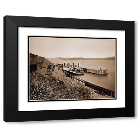 The Ferryboat Solano, Port Costa, California, after 1879 Black Modern Wood Framed Art Print with Double Matting by Watkins, Carleton