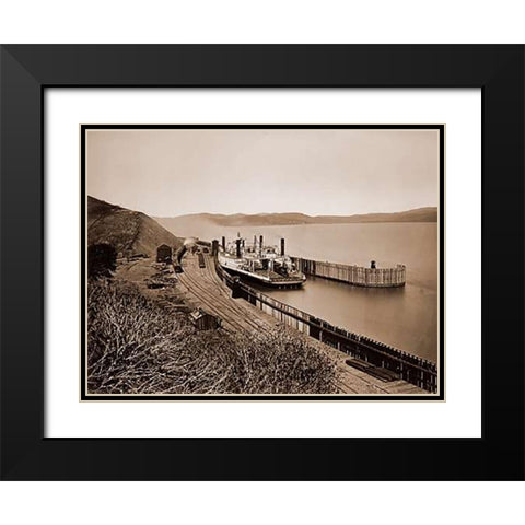 The Ferryboat Solano, Port Costa, California, after 1879 Black Modern Wood Framed Art Print with Double Matting by Watkins, Carleton