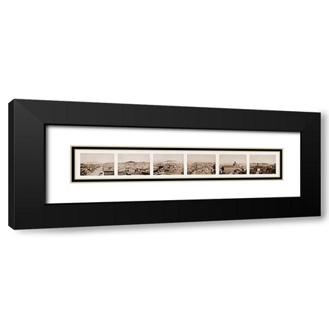 Six-part Panorama of San Francisco, 1855-1856 Black Modern Wood Framed Art Print with Double Matting by Watkins, Carleton