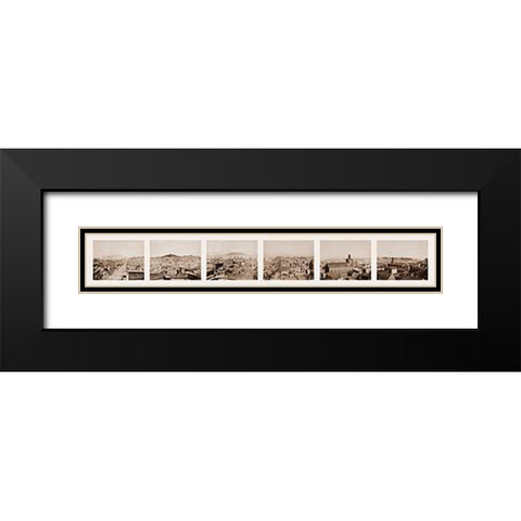 Six-part Panorama of San Francisco, 1855-1856 Black Modern Wood Framed Art Print with Double Matting by Watkins, Carleton