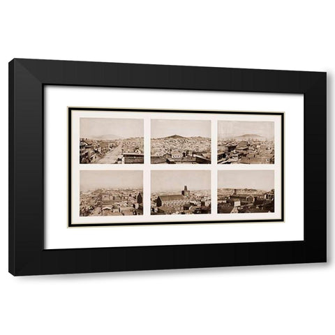 Six-part Panorama of San Francisco, 1855-1856 Black Modern Wood Framed Art Print with Double Matting by Watkins, Carleton