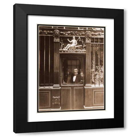 25, Rue des Blancs Manteaux - Cafe, rue des Blancs Manteaux. Sepia Black Modern Wood Framed Art Print with Double Matting by Atget, Eugene