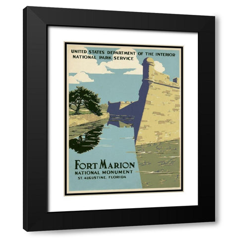Fort Marion National Monument, St. Augustine, Florida, ca. 1938 Black Modern Wood Framed Art Print with Double Matting by WPA