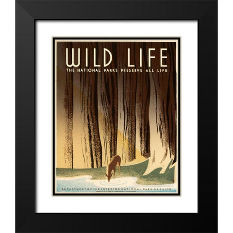 Wild Life; The National Parks Preserve All Life, ca. 1936-1940 Black Modern Wood Framed Art Print with Double Matting by Nicholson, Frank S.