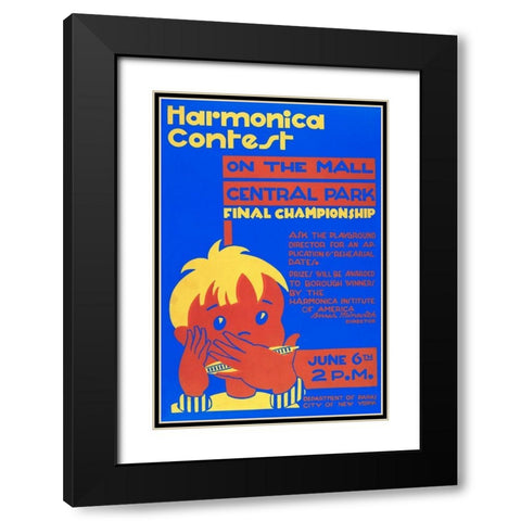 Harmonica Contest in Central Park Black Modern Wood Framed Art Print with Double Matting by WPA