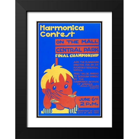 Harmonica Contest in Central Park Black Modern Wood Framed Art Print with Double Matting by WPA