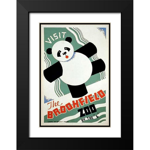 Visit the Brookfield Zoo by the L - Panda Black Modern Wood Framed Art Print with Double Matting by Gregg, Arlington