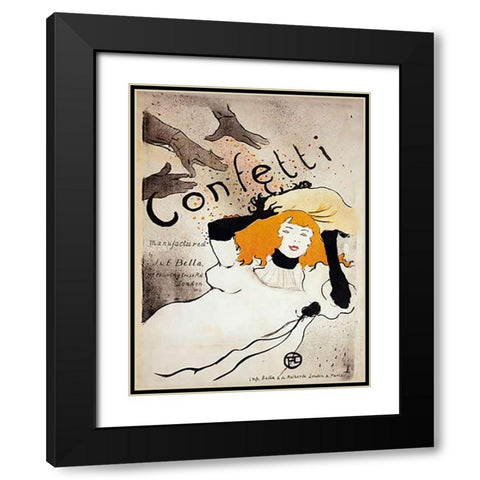 Confetti Black Modern Wood Framed Art Print with Double Matting by Toulouse-Lautrec, Henri