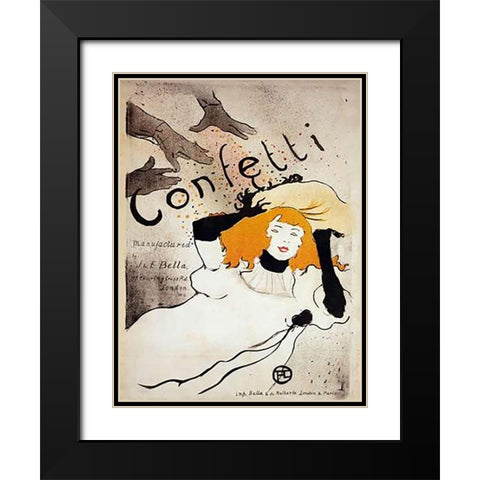 Confetti Black Modern Wood Framed Art Print with Double Matting by Toulouse-Lautrec, Henri