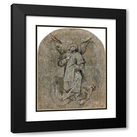 Study of an Angel Black Modern Wood Framed Art Print with Double Matting by Von Landshut, Mair