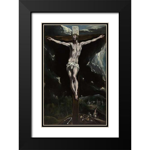 Museumist on the Cross Black Modern Wood Framed Art Print with Double Matting by Domenico Theotocopuli), El Greco