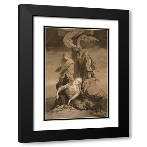 Lamentation at the Foot of the Cross Black Modern Wood Framed Art Print with Double Matting by Lehmann, Henri