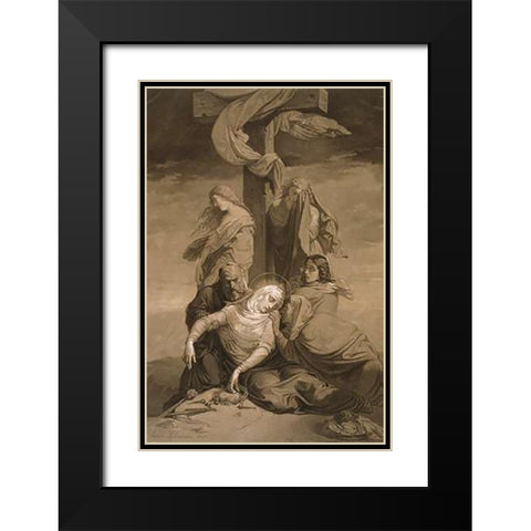 Lamentation at the Foot of the Cross Black Modern Wood Framed Art Print with Double Matting by Lehmann, Henri