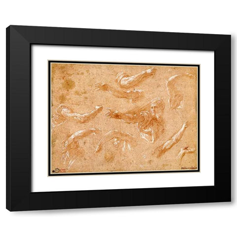 Study of God the Father with Angels Black Modern Wood Framed Art Print with Double Matting by Primaticcio, Francesco