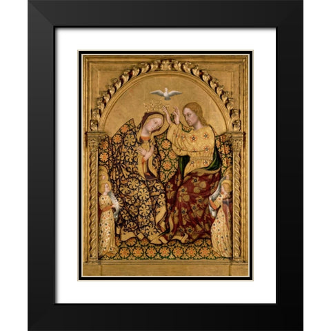 Coronation of the Virgin Black Modern Wood Framed Art Print with Double Matting by Da Fabriano, Gentile
